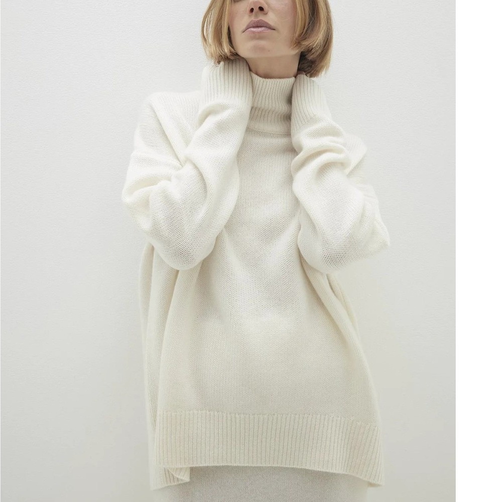 NAKED CASHMERE Joslyn Sweater Ecru 100% Cashmere Ribbed Knit XS New With Tags